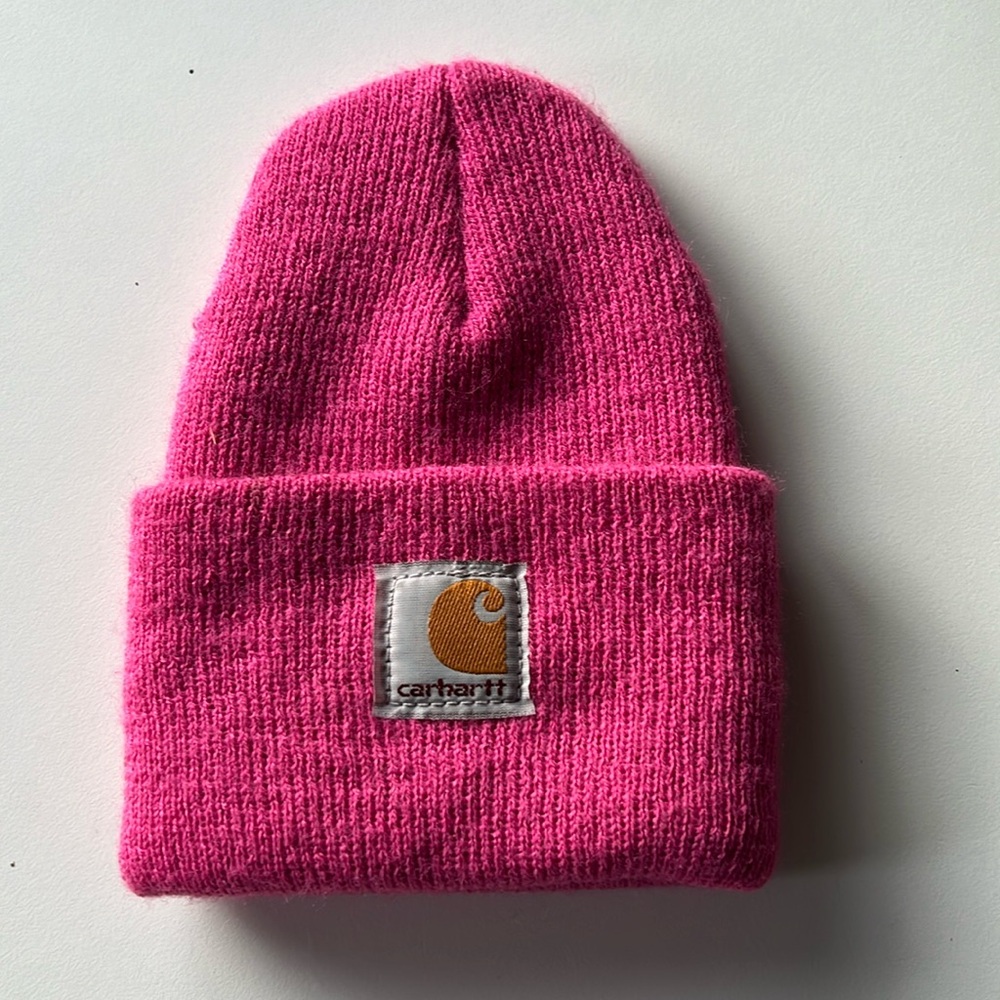 Pink Carhartt toque.